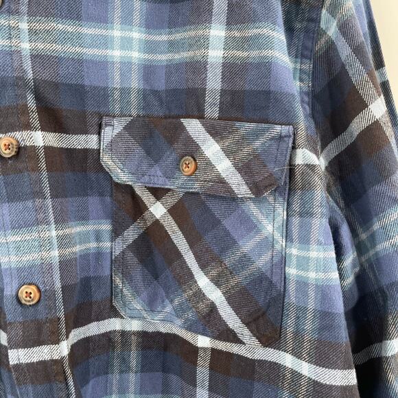 JACHS Heritage Flannel Button Down Shirt Mens Size XXL Heavyweight Blue Plaid - Picture 6 of 11